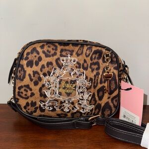 Viral Juicy Couture Juicy For All Crossbody Bag Purse Natural Chocolate Cheetah